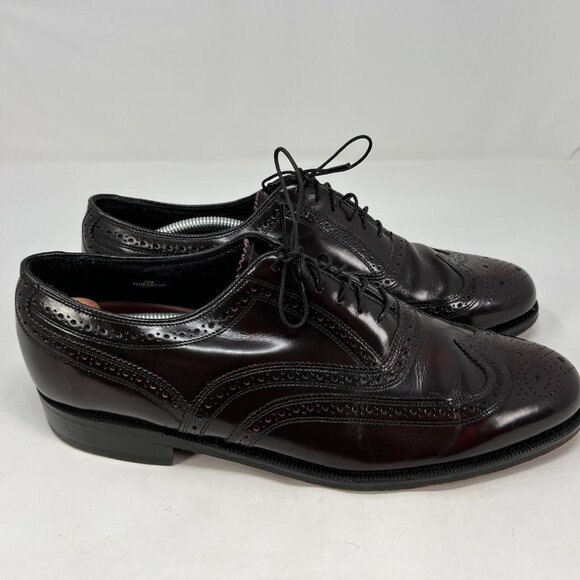 Florsheim Mens Lexington Burgundy Leather Wingtip Dress Shoes 30300 Size 9 EEE - Picture 3 of 11